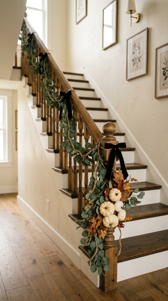 Eucalyptus and Black Ribbon Garland