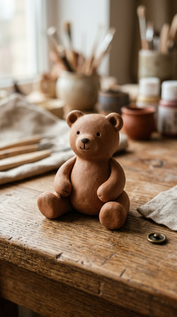 Tiny Sitting Bear Figure