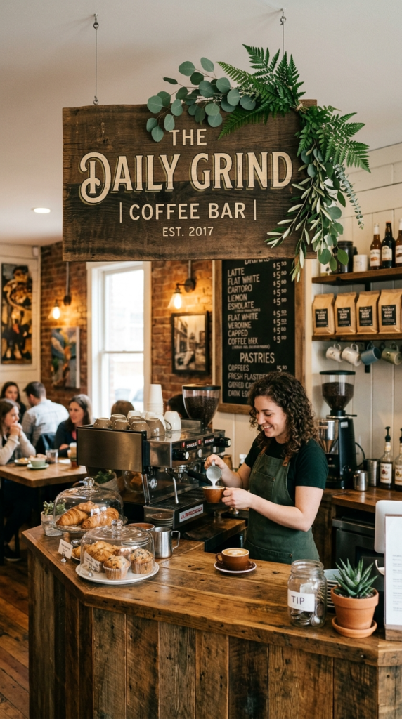 Coffee Bar with a Café Sign