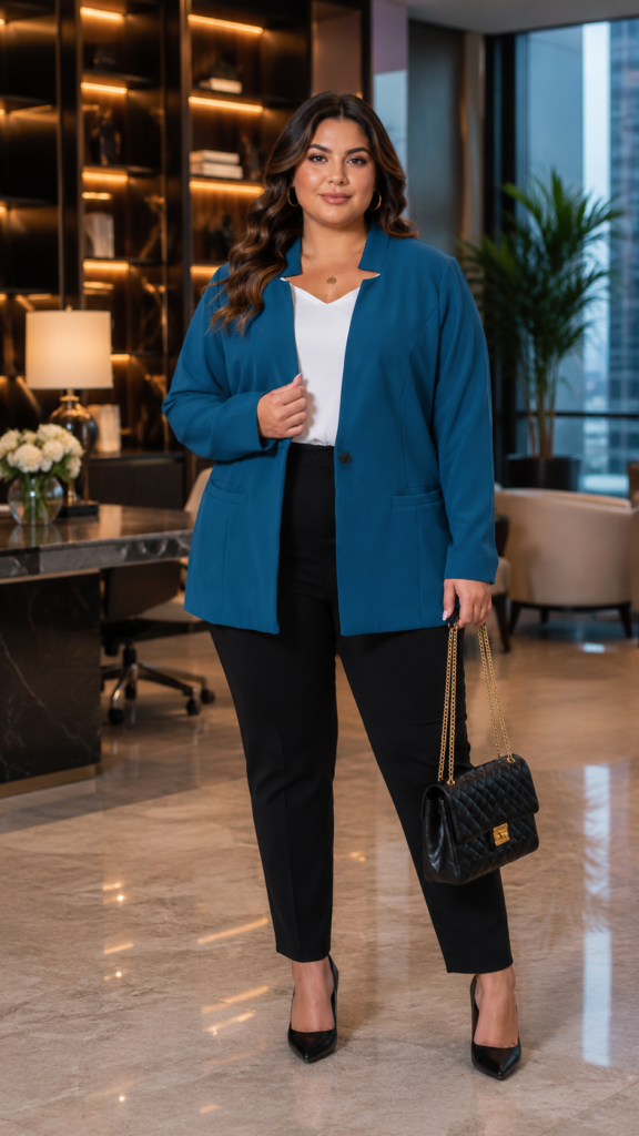 Agnes Orinda Plus Size Business Suit Blazer for Women Office Work Button Long Sleeve Black Blazers Jackets
