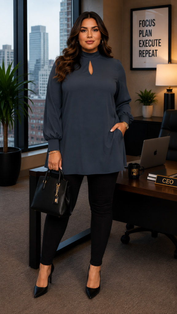 Women's Plus Size Tunic - Neck Tie