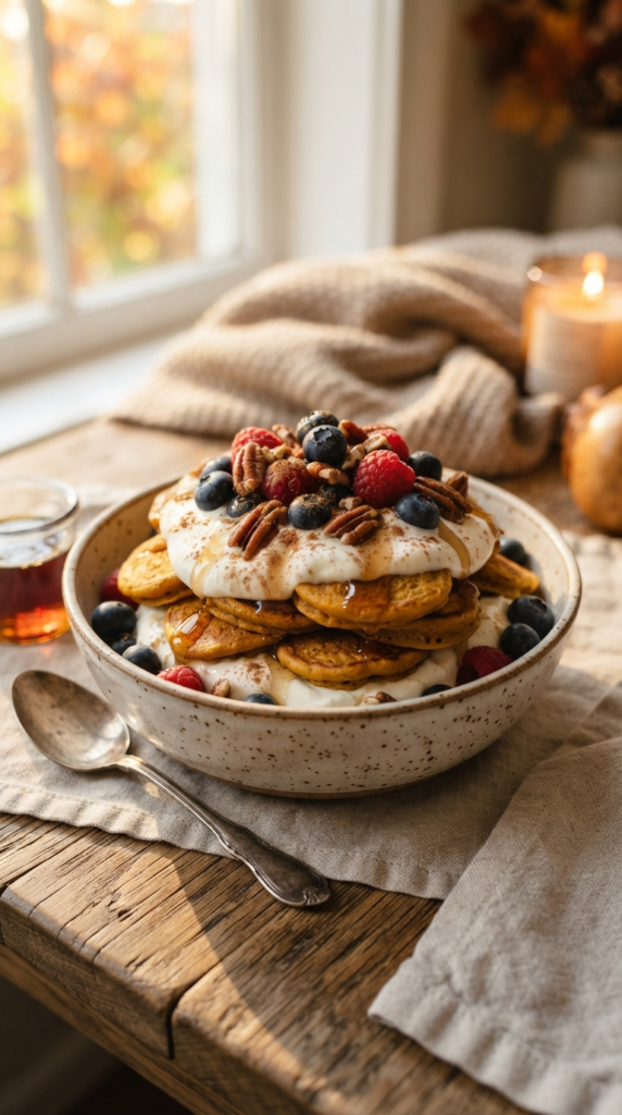 Pumpkin Yogurt Pancake Bowl
