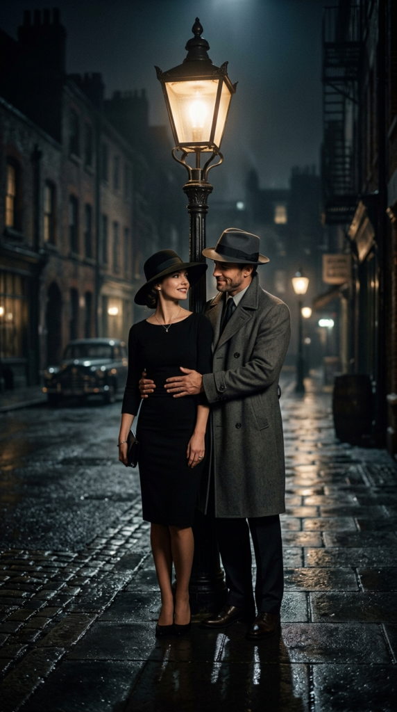 Classic Black and White Film Noir Couple