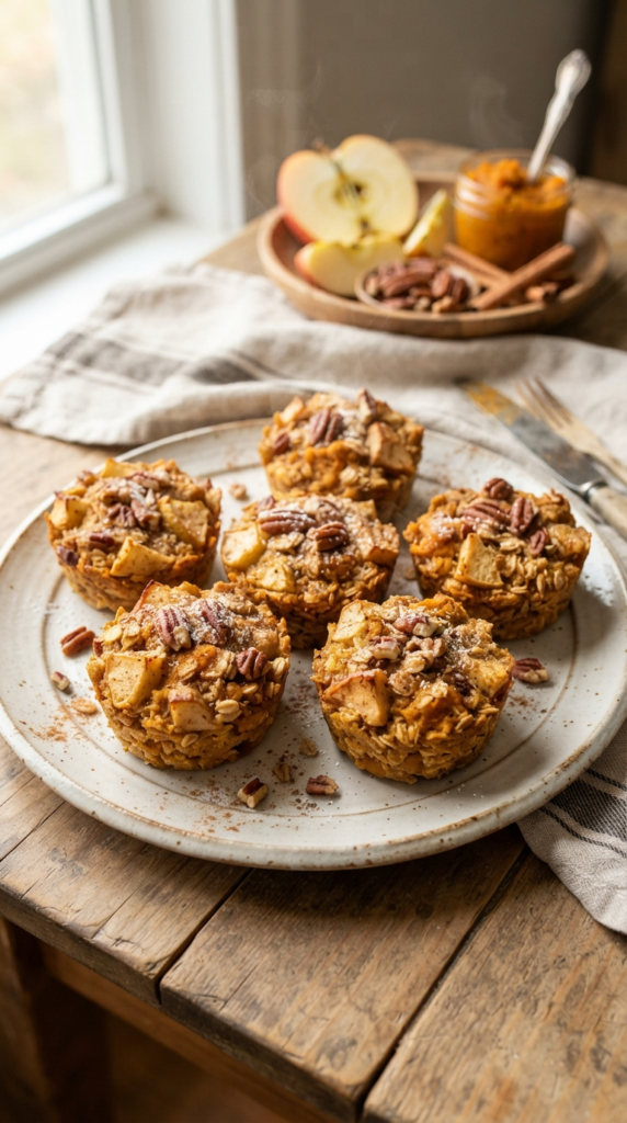 Pumpkin Apple Baked Oatmeal Cups