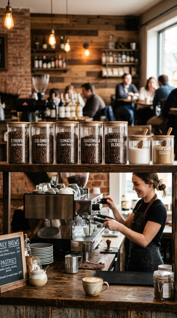 Coffee Bar with Glass Canisters