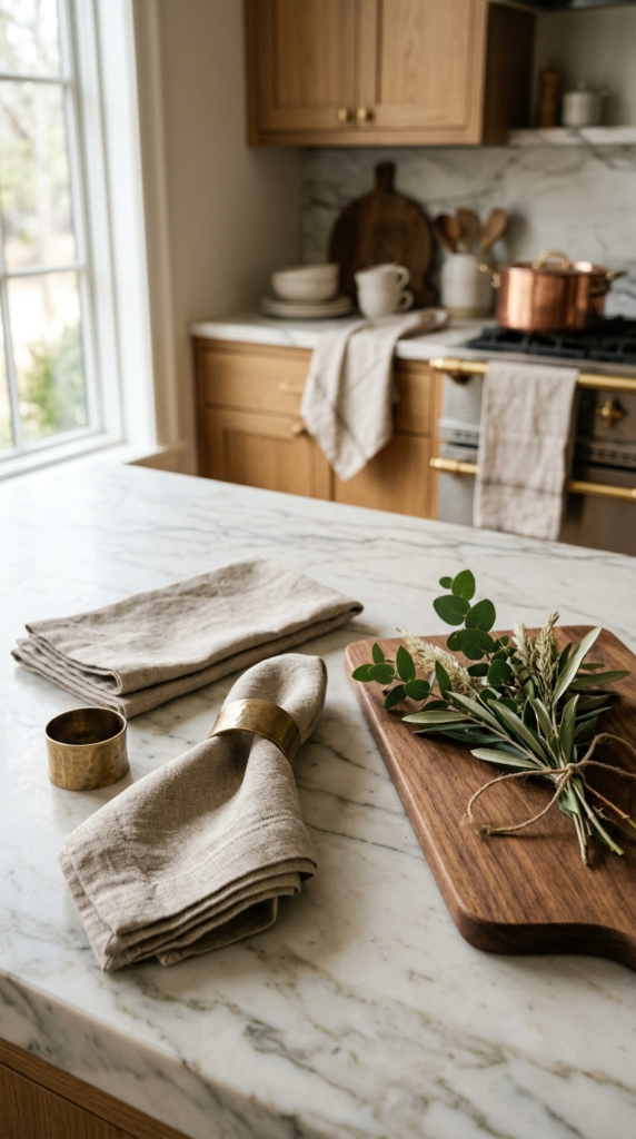 Linen Napkins and Napkin Rings