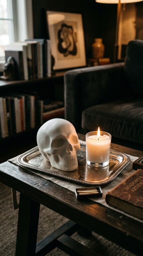 Distressed Silver Trays with Skulls