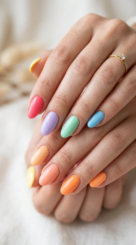 Colorful Skittle Nails