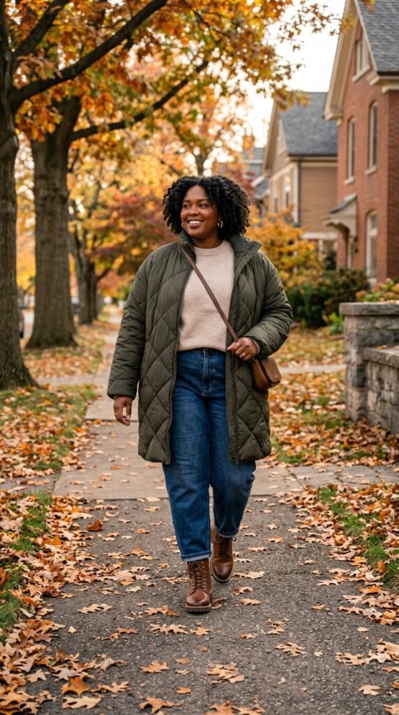 Jeans and an Oversized Puffer Coat
