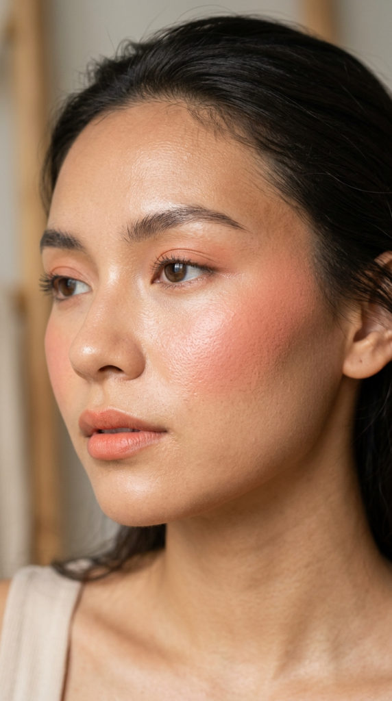 Powder Blush Layered Over Cream Base