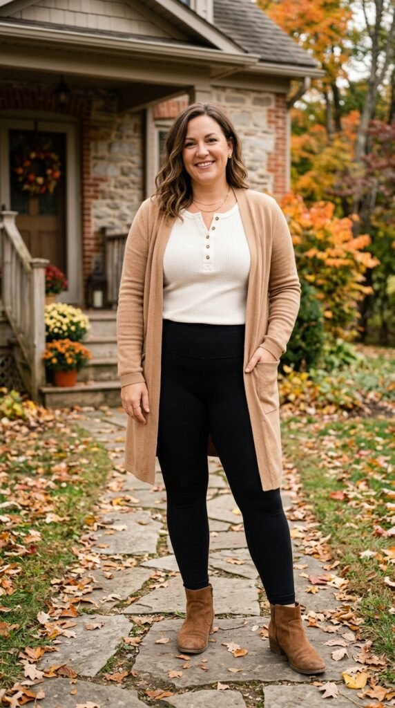 Leggings and a Waffle Knit Henley