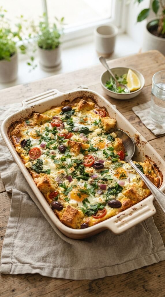 Overnight Spinach and Feta Egg Casserole