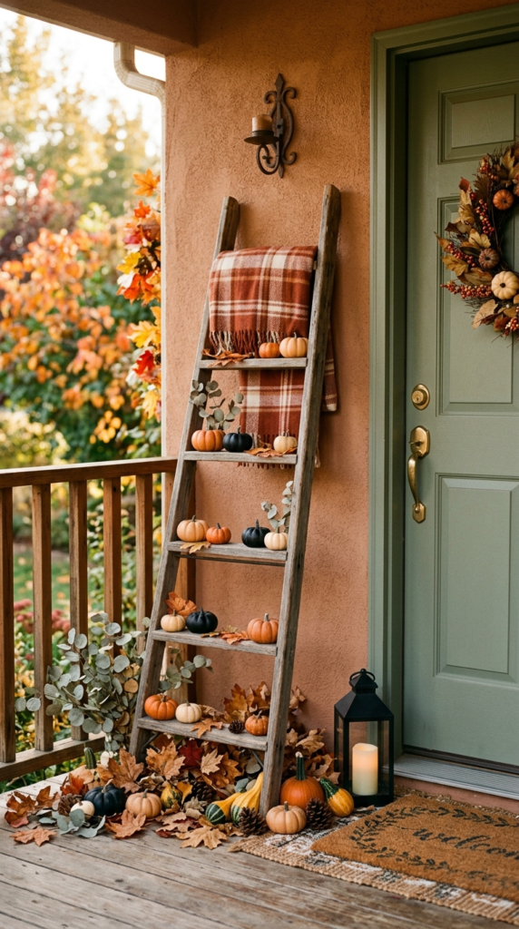 Wooden Ladder Pumpkin Stand
