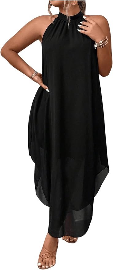 BEAUDRM Flowy Chiffon Boho Maxi Dress