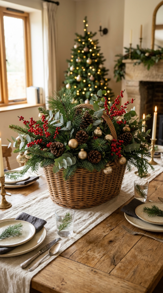 Woven Basket Greenery Centerpiece