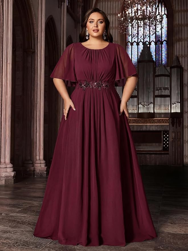 Sequin Embroidery Empire Waist Gown