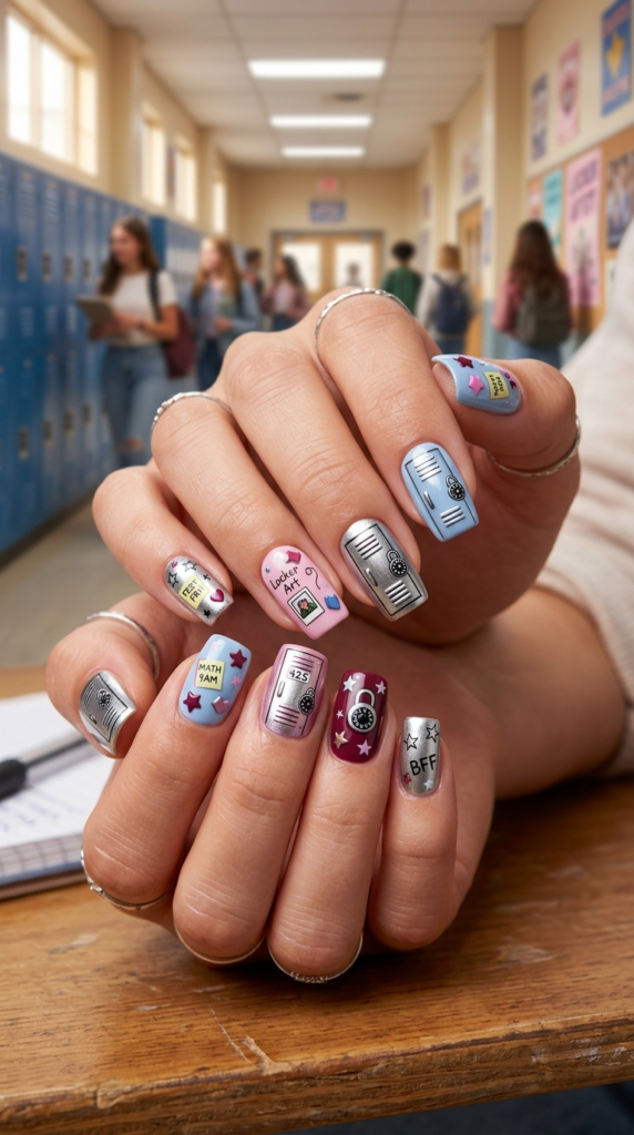 Locker-Inspired Nails