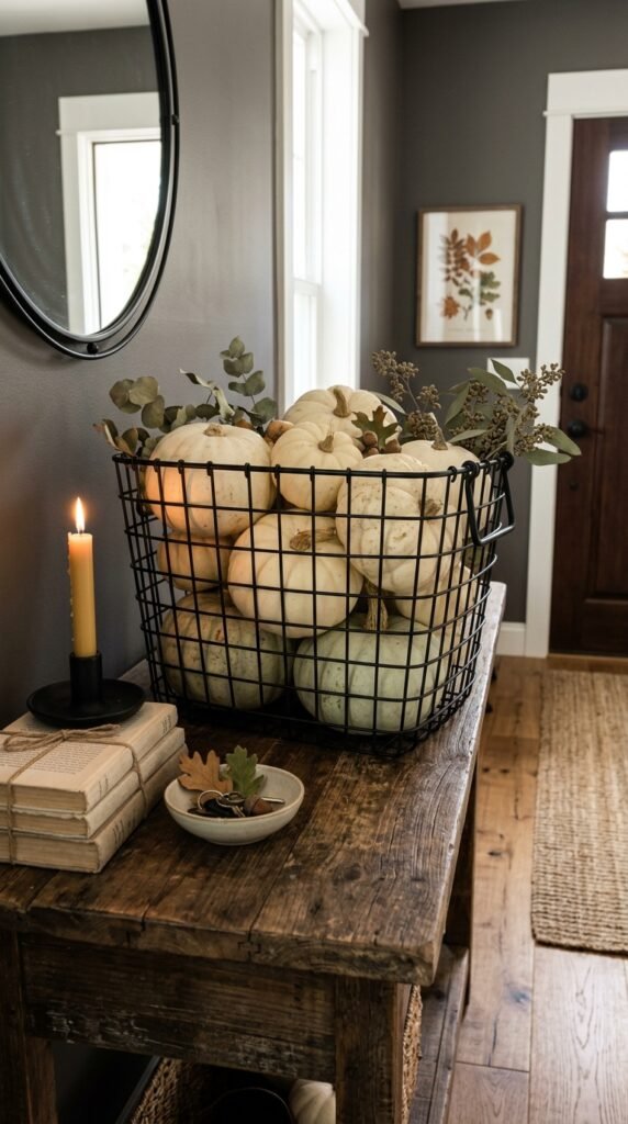 Black Wire Storage Baskets with Gourds
