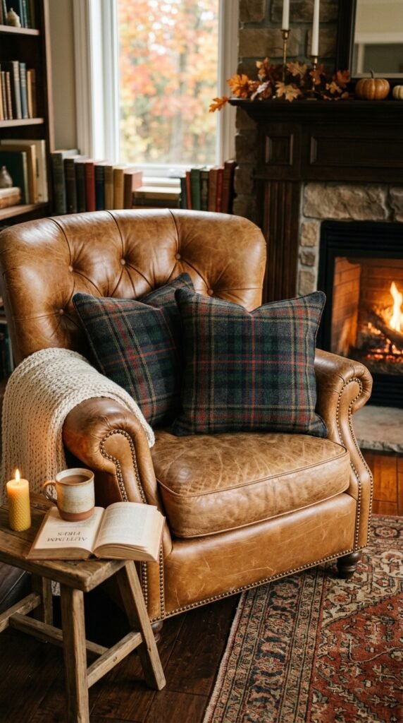 Plaid Wool Throw Pillows in Dark Tones