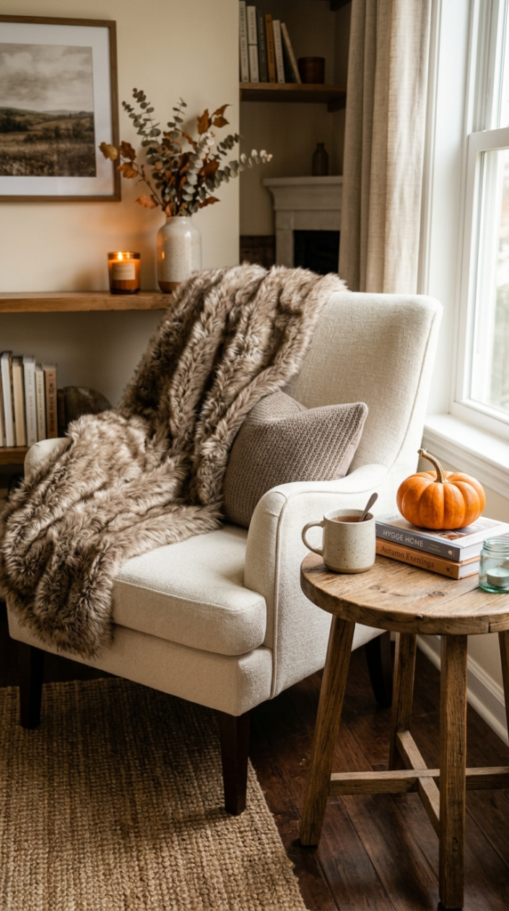 Faux Fur Throw on an Accent Chair