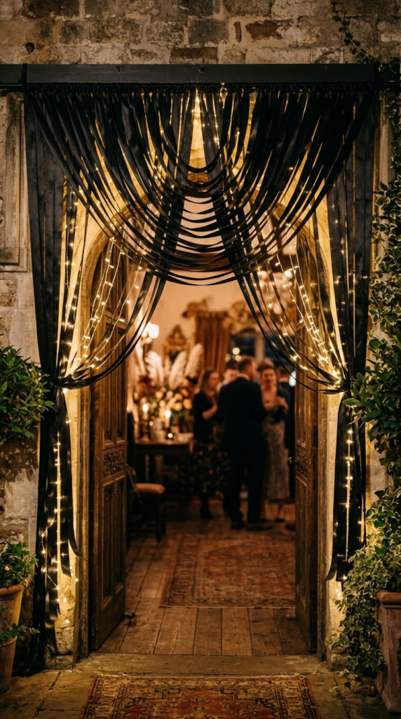 Black Ribbon Curtain Doorway