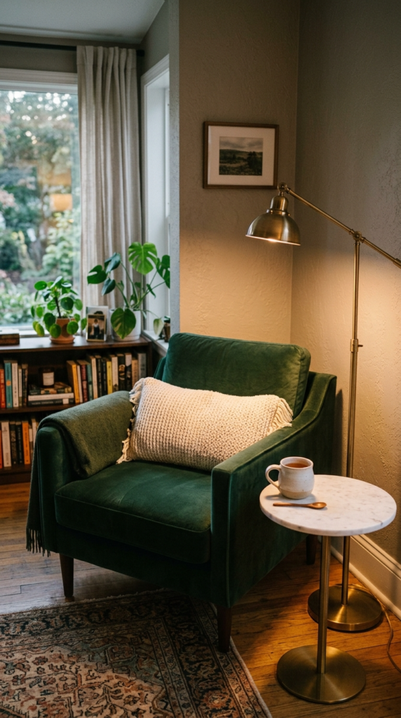 Velvet Armchairs for Cozy Reading Corners
