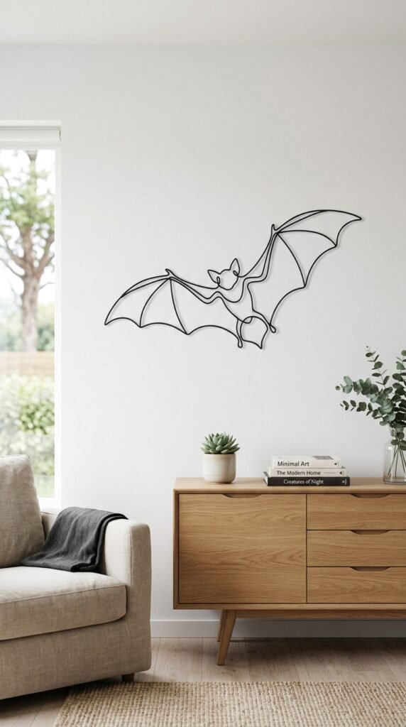 Minimalist Wire Bat Wall Art