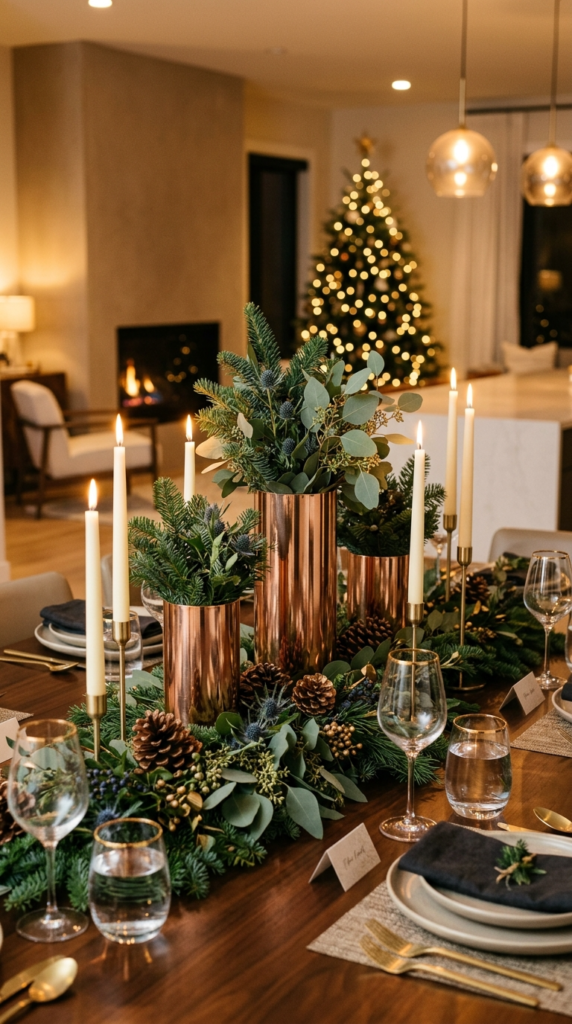Copper and Greenery Centerpiece