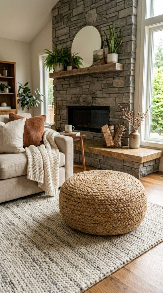 Chunky Woven Floor Poufs for Extra Seating