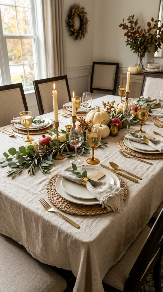 Linen Tablecloths in Warm Oatmeal