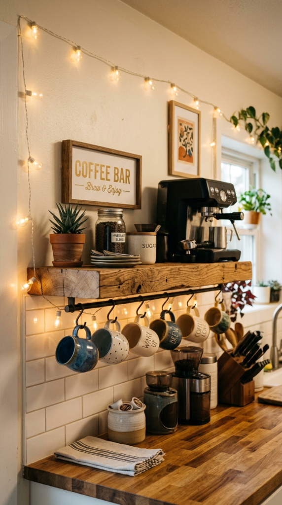 Floating Shelf with Hanging Mugs