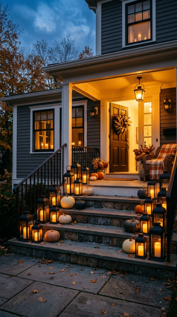 Black Lanterns Lining the Steps