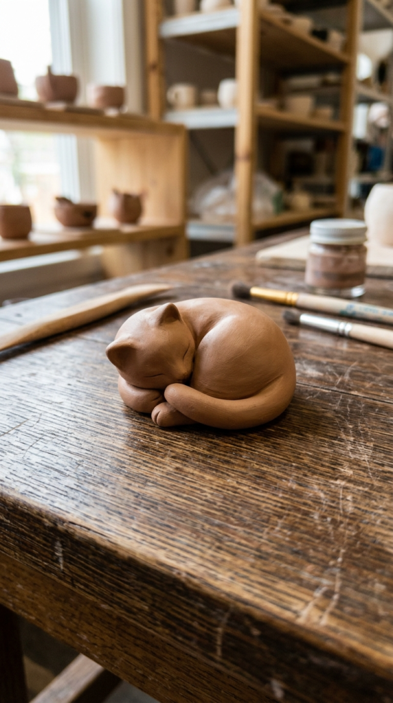 Little Sleeping Cat Figure