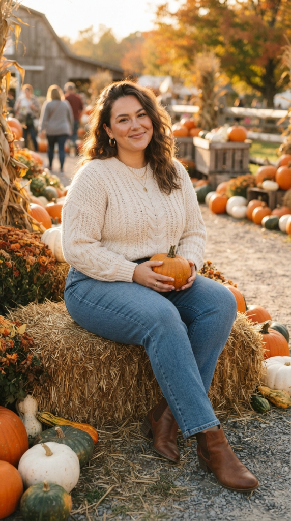 Cozy sweater, jeans and ankle boots