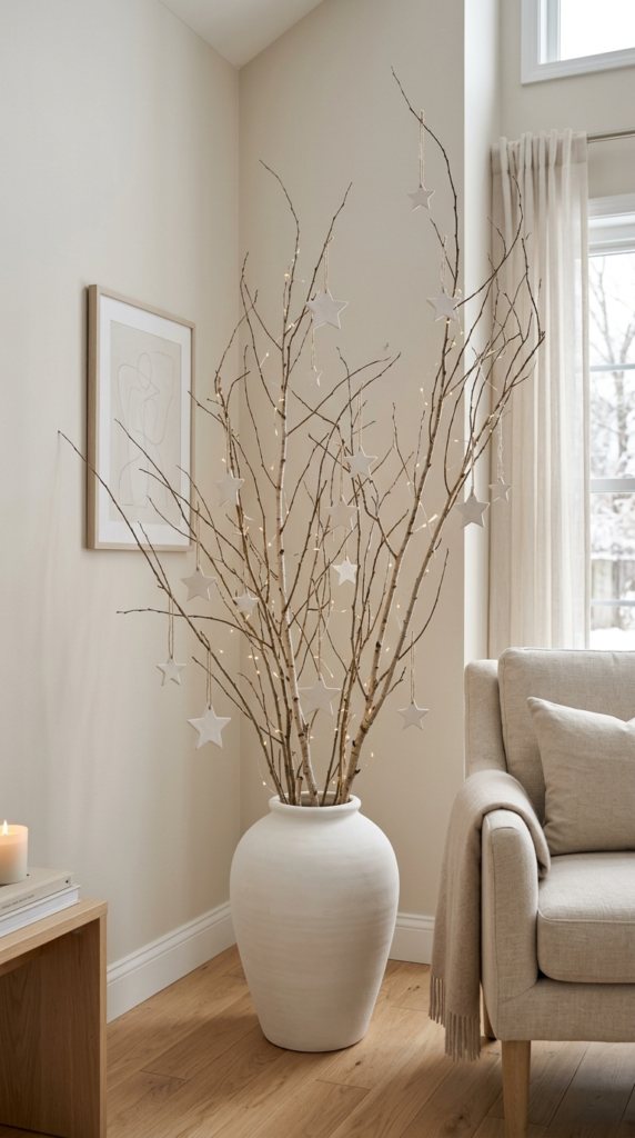 Ceramic Star Ornaments Hung on Branches