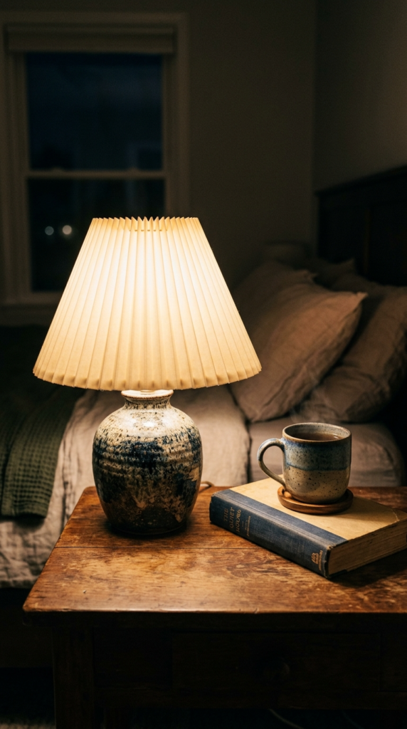 Ceramic Table Lamps with Pleated Shades