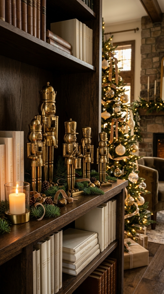 Vintage Brass Nutcrackers on Shelves