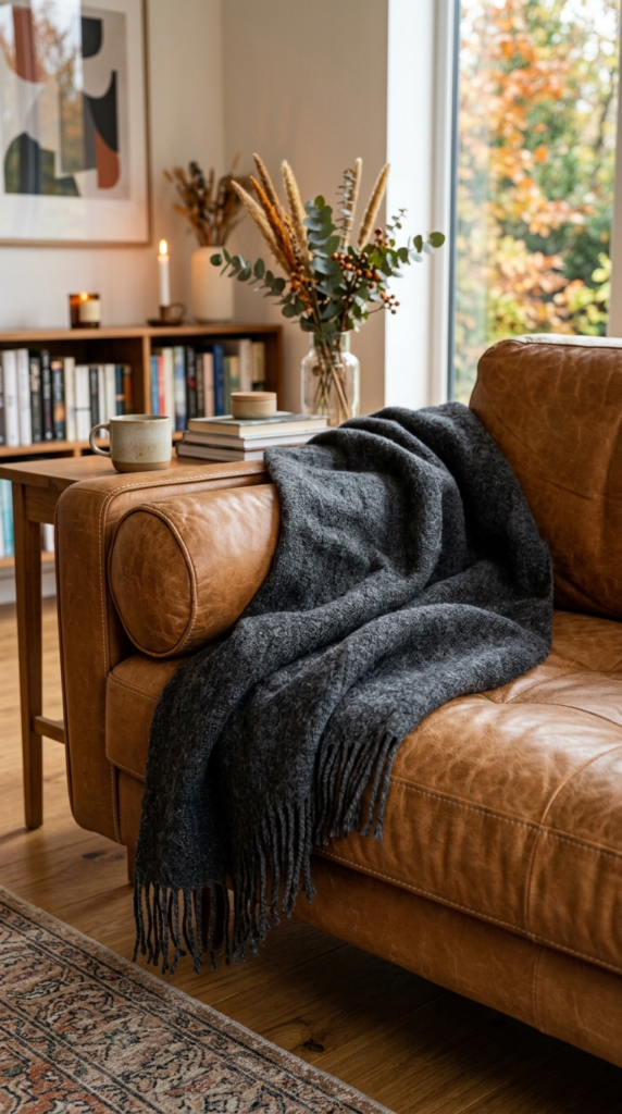 Heavy Wool Throw Blankets in Deep Charcoal