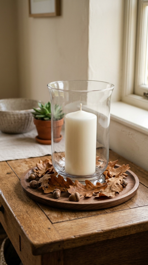Glass Hurricane Vases with Pillar Candles