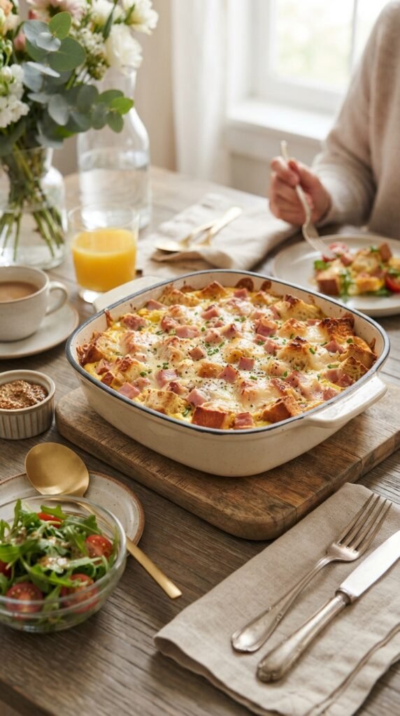 Ham and Swiss Breakfast Casserole