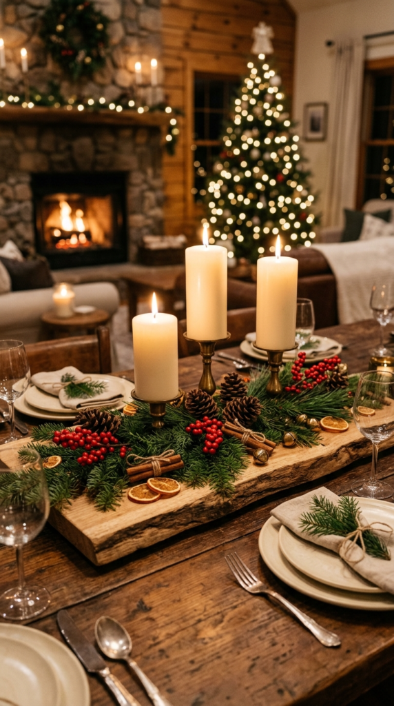 Rustic Wood Slab Centerpiece