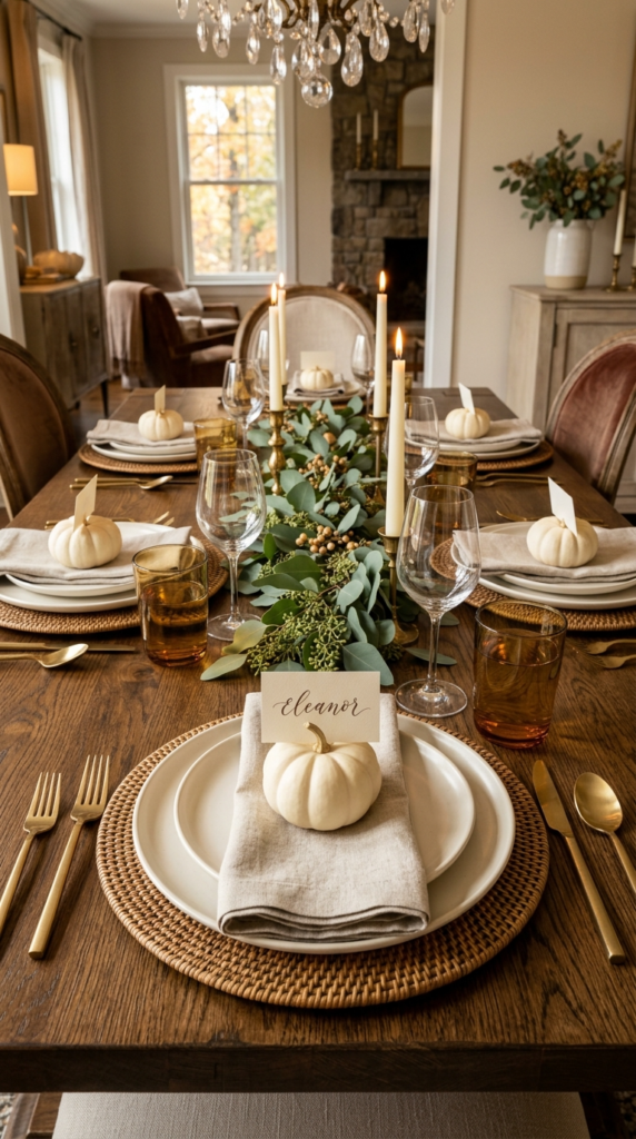 White Heirloom Pumpkin Place Card Holders