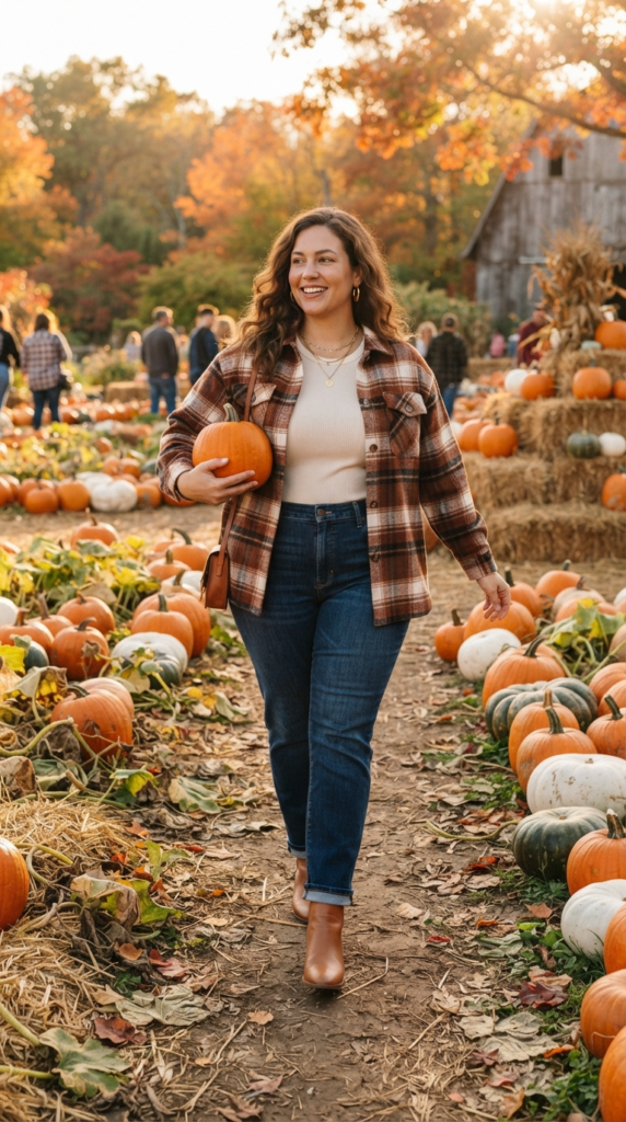 Plaid shacket and jeans