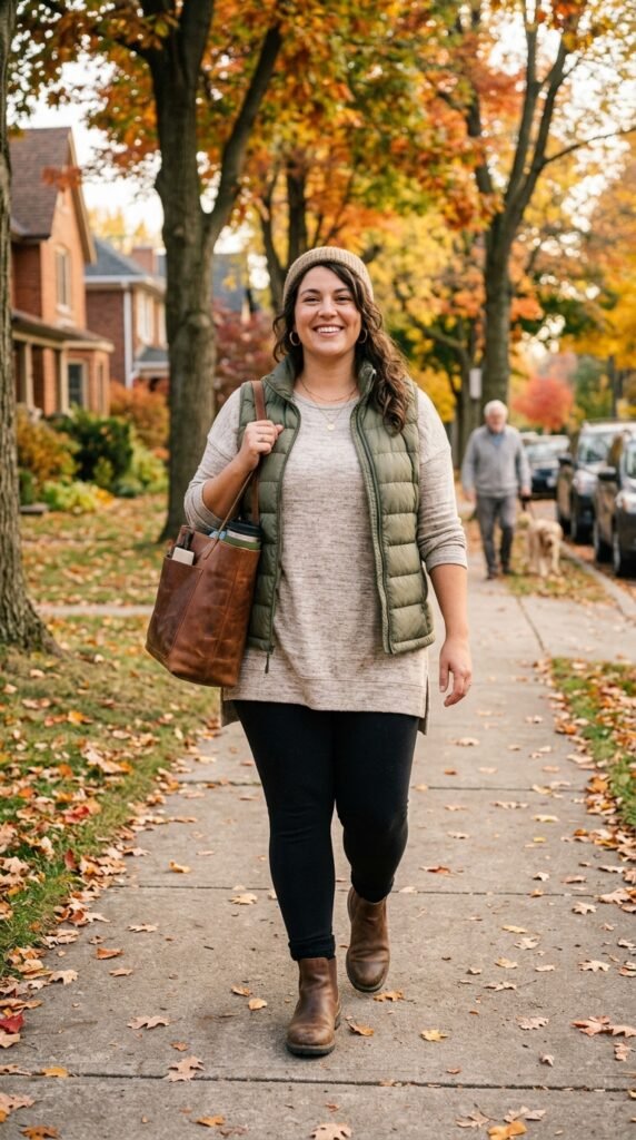 Fleece-Lined Leggings and a Puffer Vest
