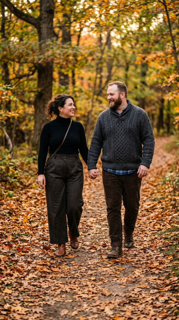 Wide-Leg Trousers and Chunky Sweater