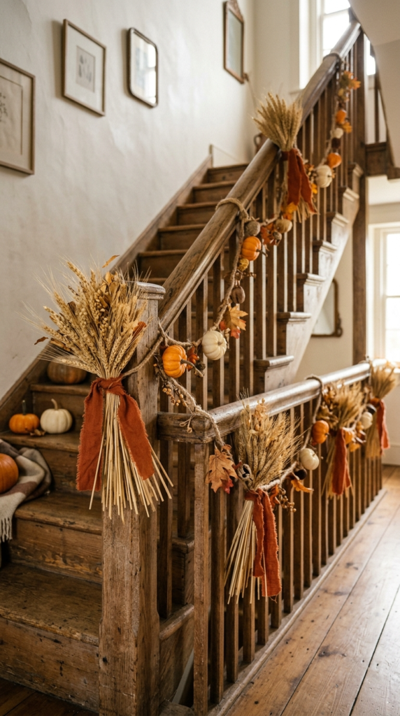 Dried Wheat and Ribbon Garland