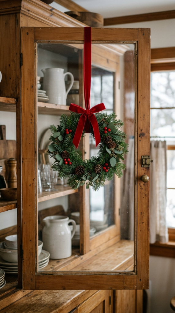 Mini Wreath on a Cabinet Door