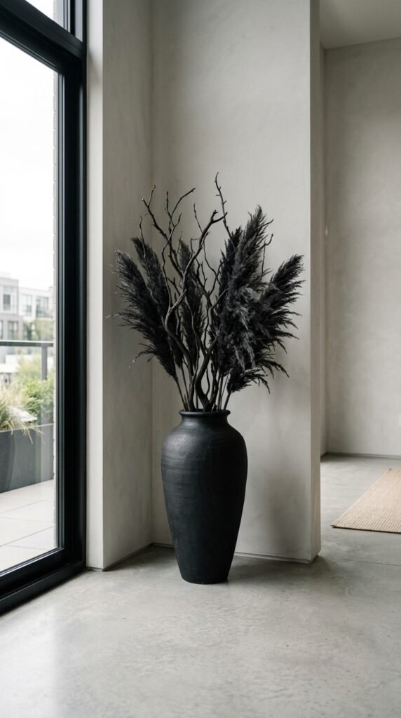 Woven Rattan Baskets with Black Florals