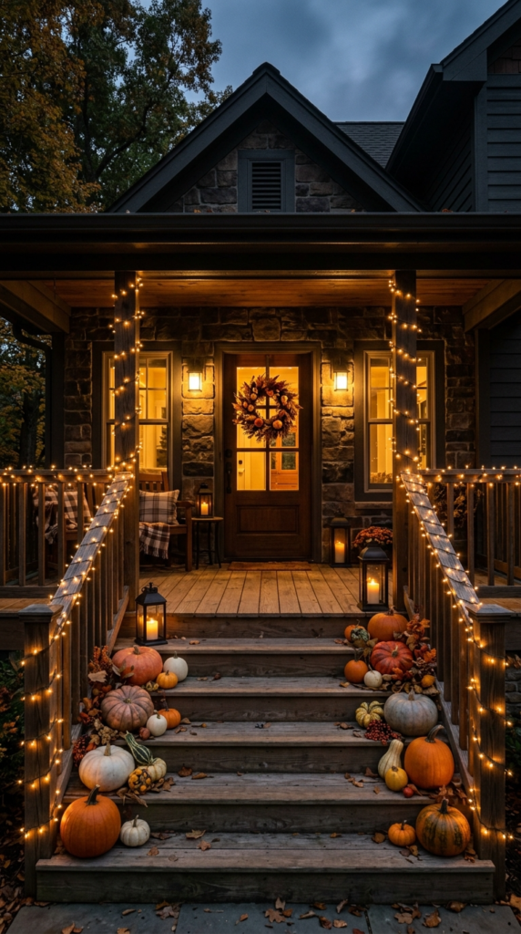 Warm String Lights Along the Railing