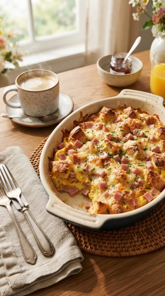 Croissant Ham and Cheese Breakfast Casserole